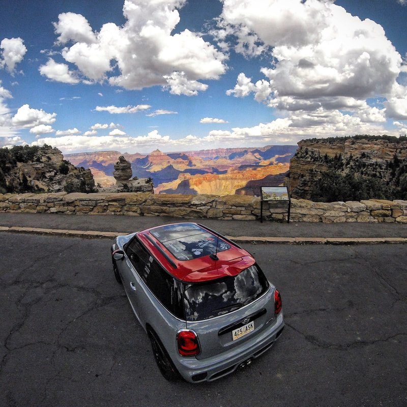 MINI Cooper looking out over the Grand Canyon